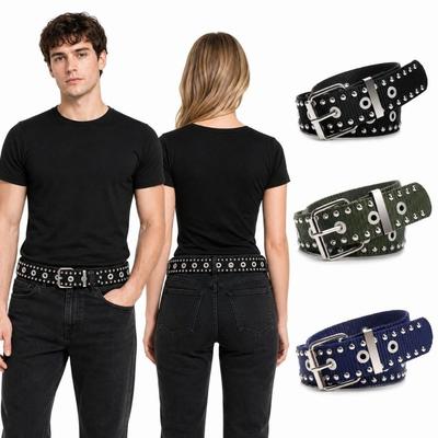 Full Metal Eyelet Canvas Waist Belt Hollow Out Punk Style Belt Vintage Eyelet Belt  Street Fashion