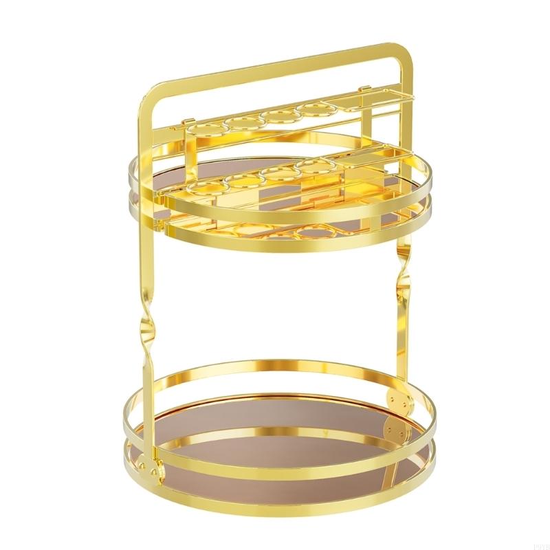 Elegant Moving Dressing Tray With Jewelry Hangers And Open Shelf For Perfumes Creams Makeup