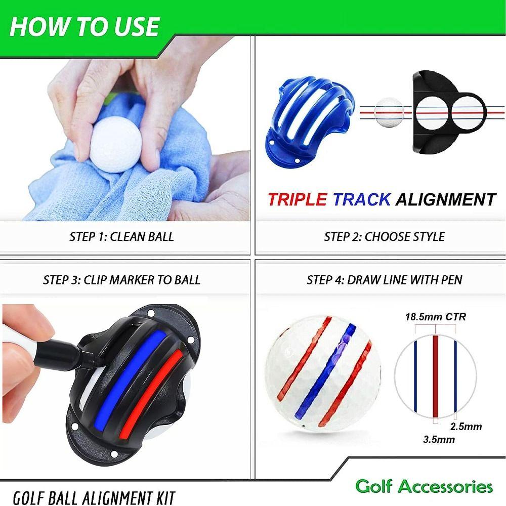 8Pcs/Set Precision Golf Balls Alignment Exerciser 4 Marking Stencils Golf Ball Marker Pen Gymnasium