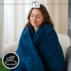 Navy Blue Embossed Polyester Throw Blanket 200x220 Cm - Modern Style for the Bedroom