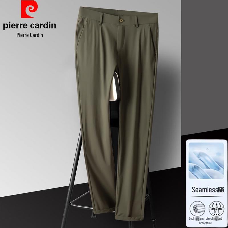 Pierre Cardin Men s Summer Ice Silk Straight Fit Suit Trousers 36