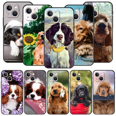 Θήκη Τηλεφώνου Cocker Spaniels Dog Lovely Luxury Για iPhone 13 15 14 12 Mini 11 Pro MAX XR X SE XS 7 8 Plus Σιλικόνη Μαύρη Κάλυψη