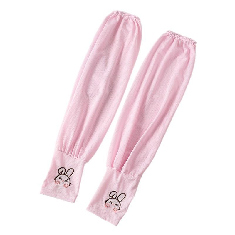 Women’s UV Protection Arm Sleeves, Cute Bunny Print Ice Silk Cooling Sleeves, Breathable Thin Summer Sun Sleeves for Cycling Running Outdoor