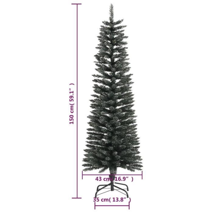 VidaXL Sapin de Noël artificiel mince avec support Vert 150 cm PVC345184