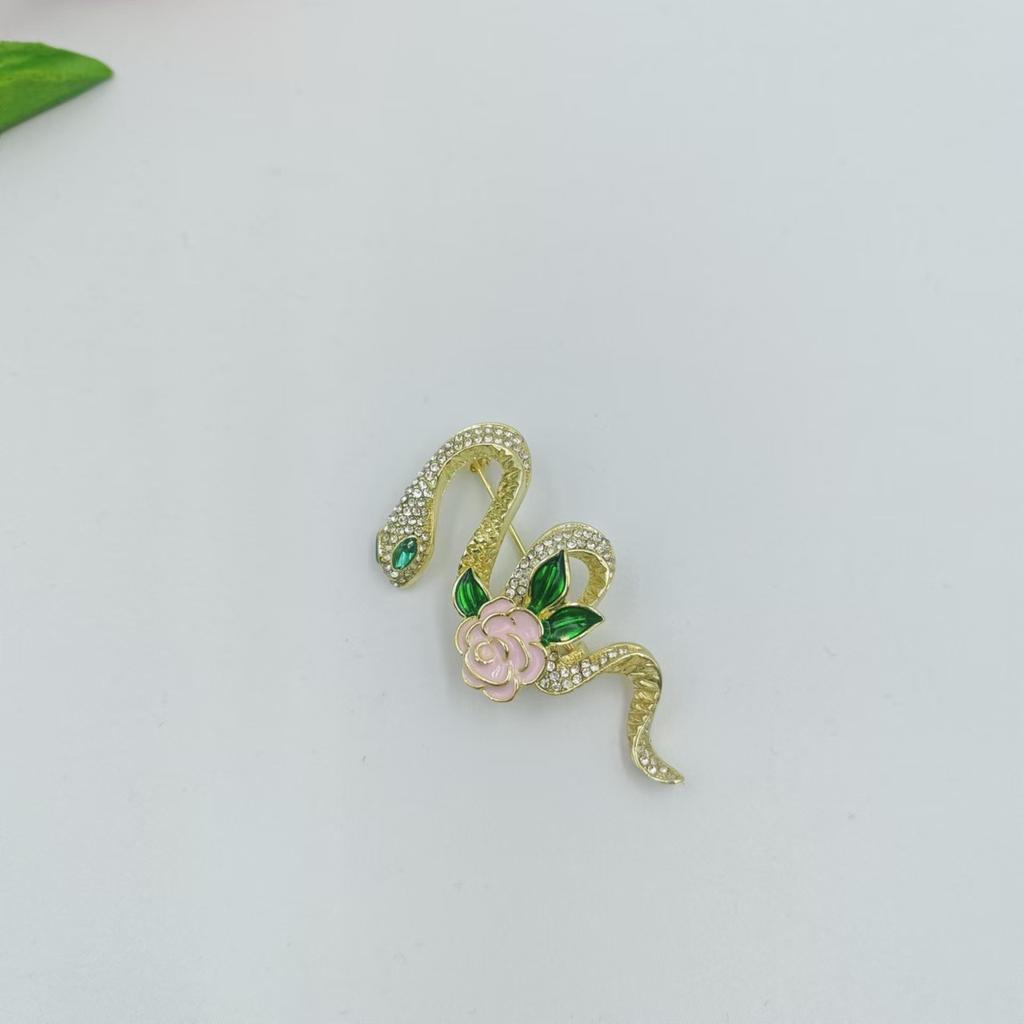 Flower Snake Brooches For Women Unisex Rhinestone Lovely Animal Party Casual Brooch Pins Gifts