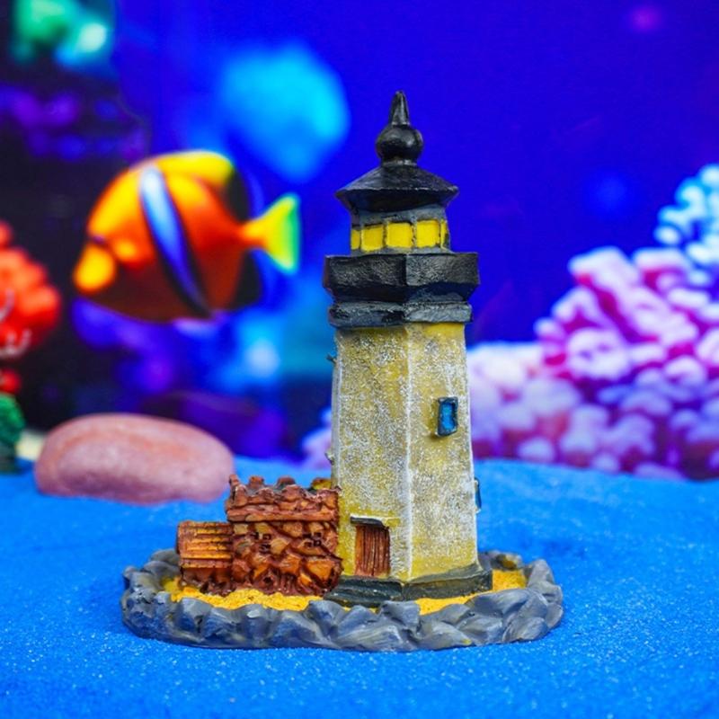 Landscape Artificial Lighthouse Landscape Fish Tanks Castles Decorations for Aquariums Terrarium Shrimp Ornaments