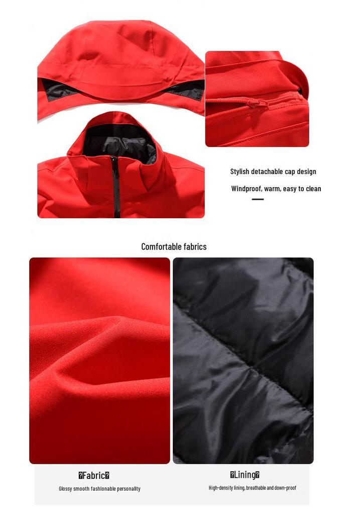 Men's and Women's Outdoor Gore-Tex Down Jacket: 3-in-1 Winter Windproof, Waterproof, Detachable for Mountaineering