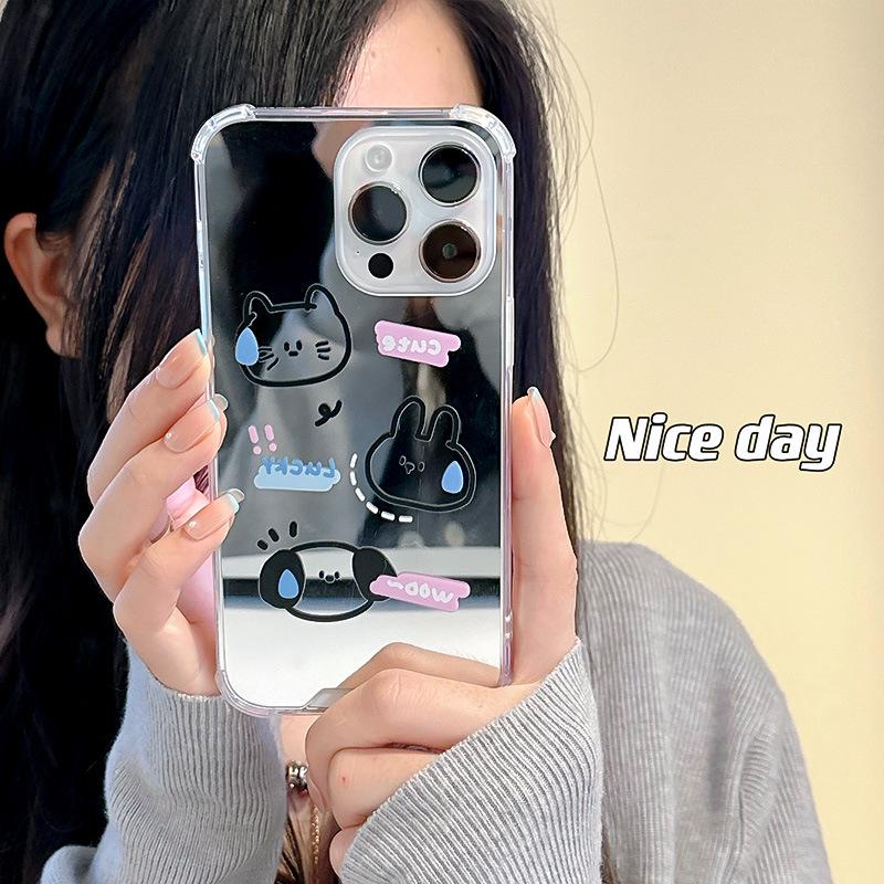 Zhitai Huawei P30/P40 & Nova 10 Mirror Phone Case | iPhone 11/12/13/14 Cartoon Design