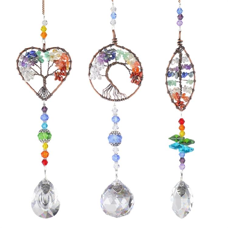Tree Life Suncatchers Colorful Crystal Car Hanging Ornament Christmas Decoration