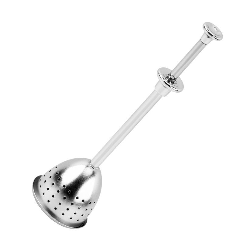 Stainless Steel Tea Ball Press Handle Infuser & Retractable Strainer