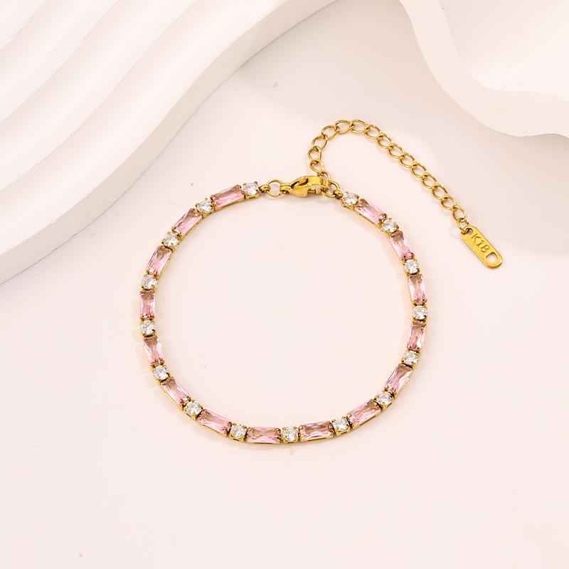 Titanium Steel European and American Light Luxury Style Straight Couple Versatile Temperament Advanced Sense Color Zircon