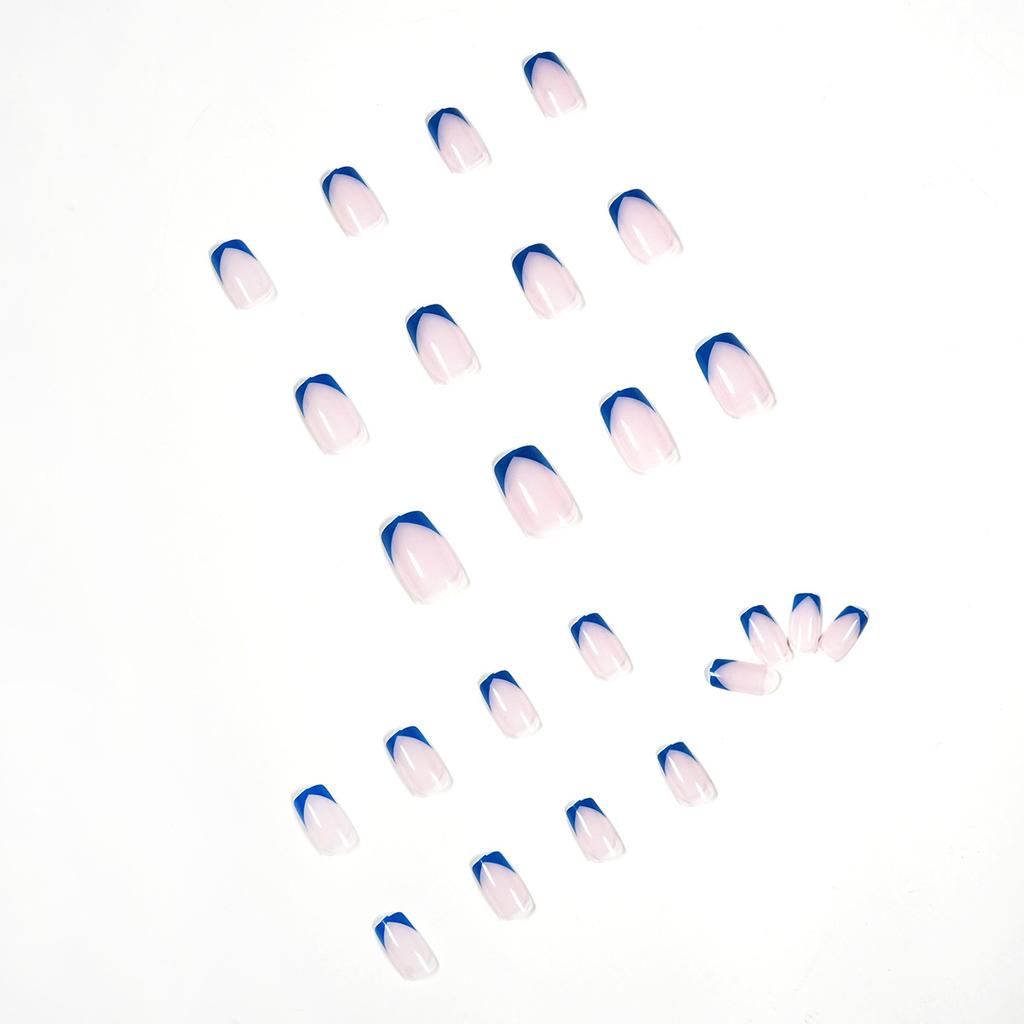 Transparent small v blue French wearing nail art finished fake nail nail art patch nail patch removable nail piece