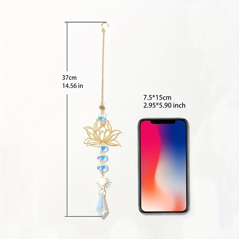 1pc Suncatcher Gardening Crafts Gold Lotus AB Colour Pendant Crystal Decoration Pendant
