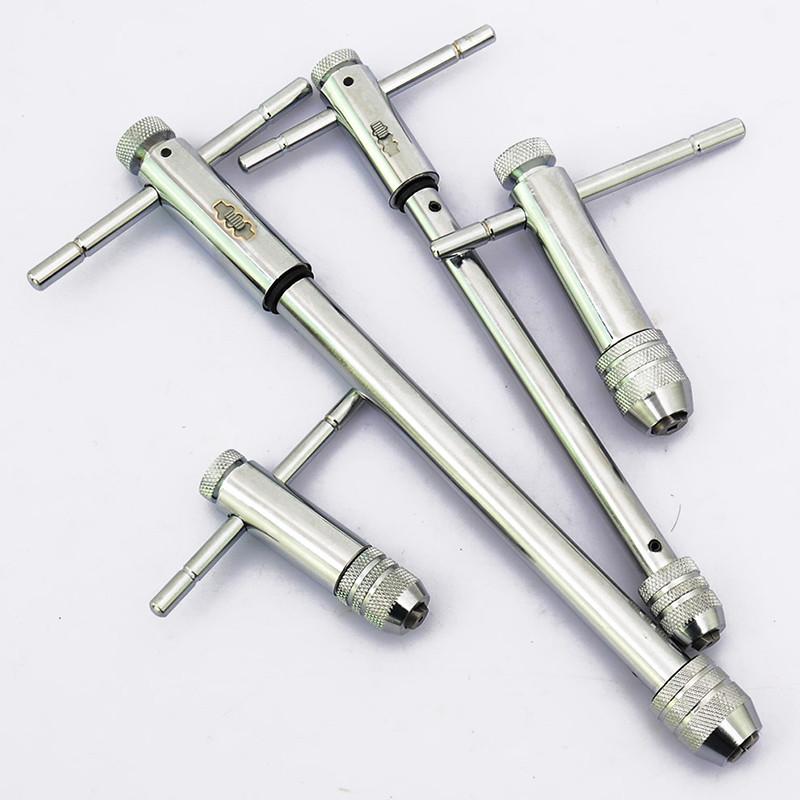 Adjustable M3-8/M5-12 T-Handle Ratchet Tap Wrench - Metric Male Thread Creator (Durable, High-Strength Workshop Hand Tool)