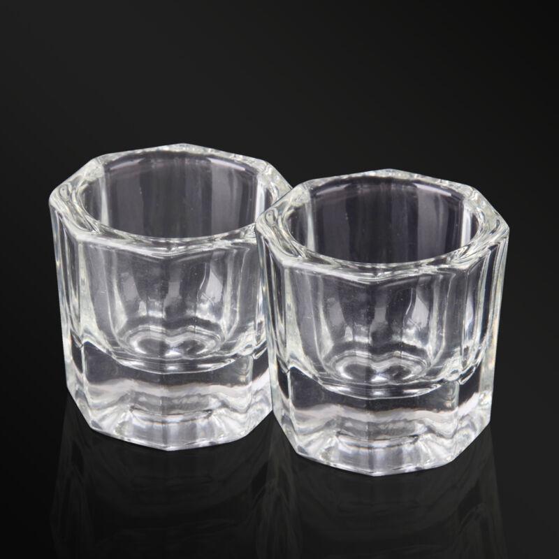 

2 восьмиугольных хрустальных стакана Dappen, блюдо для акрилового дизайна ногтей, жидкая пудра 1 чистый