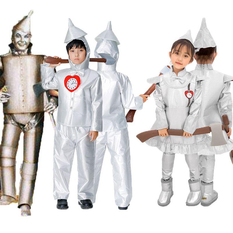 Of Wizard Oz Tin Man Adult Kids Cosplay Costume Boy Girl Fancy Dress Suit Outfit