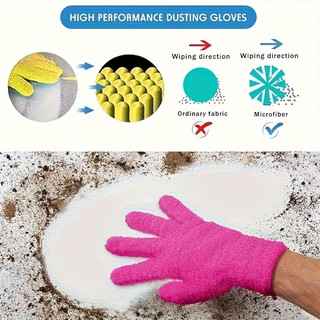 Ultra Fine Fiber Dust Removal Gloves - Coral Fleece Fabric, Elastic and Breathable, Easy To Clean Dust On Car, Boat and Plant Surfaces
