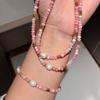 New Arrival Trendy Pink Crystal & Natural Freshwater Pearl 14K Gold Filled Female  Set For Women Necklace Bracelet Gifts