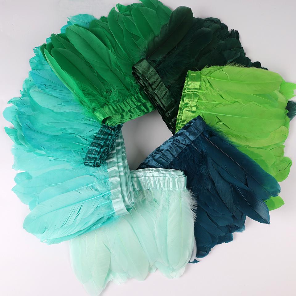 Bordures en Plumes d'Oie Ruban Franges 2 Yards/pièce Couture Artisanat Plume dans Robe Jupe Décoration Murale pour Vêtements de Fête