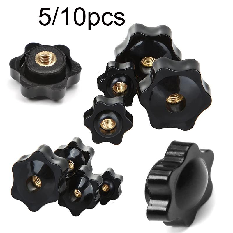 10/5 STKS M5 M6 M8 M10 Pruim Handvastdraaiende Moeren Handvat Schroefdraad Ster Mechanisch Zwarte Duimmoeren Klemknop Handmatige Moeren