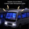 Scale 1:24 Coaster Model Car Toy Doors Opened Miniature Bus Sound Light Metal Diecast Vehicle Models Hobby Gifts for Boys