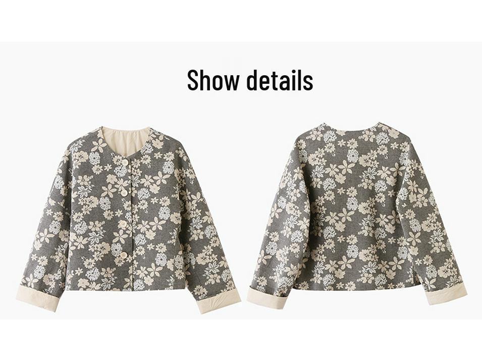 Women's Retro Print Round Neck Short Jacket - Spring 2025 Cotton Linen Design