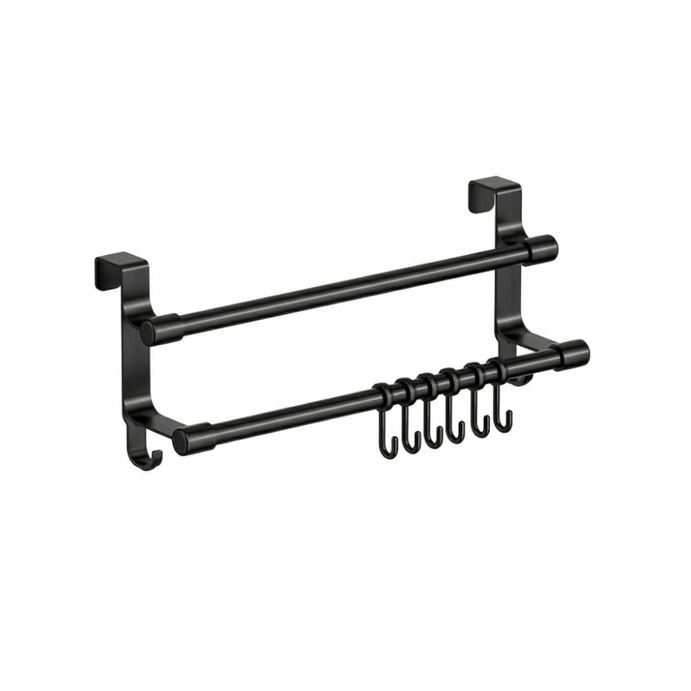 Space-Saving Double Rod Towel Rack Punch-Free Bath Towel Organizer Toilet Storage
