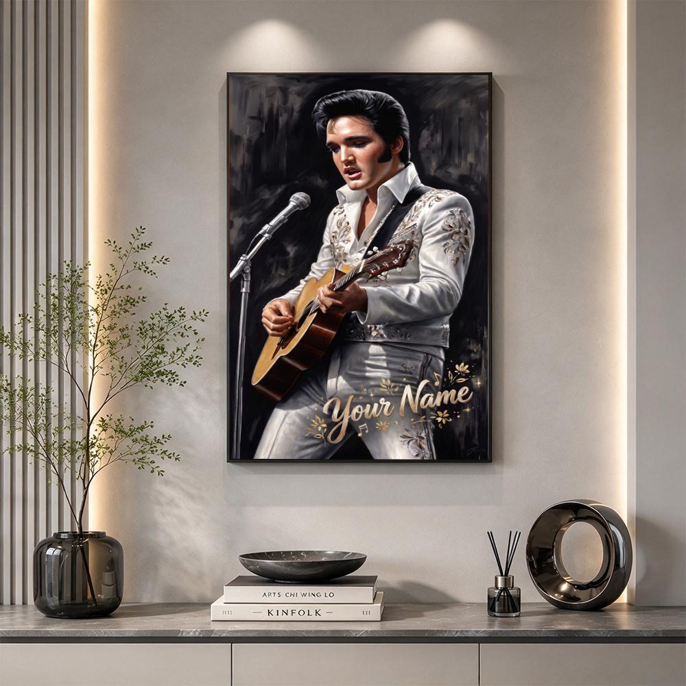 Elvis Presley Customize Your Name Diamond Painting Round Diamond Rhinestones Mosaic Diamond Embroidery Wall Paintings Rhinestones Gift Frameless