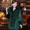 Mid-aged Women Coat Fuzzy Faux Fur Slim Fit V Neck Celebrity Prom Banquet Overcoat Elastic Waist Mid Length Cold-proof Winter Outerwear