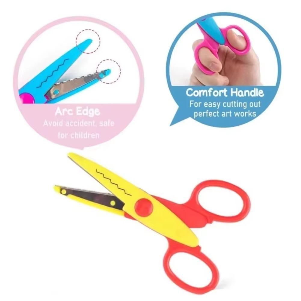DIY Lace Paper Scissors Student Decorative Edge Cutting Safety Scissors Comfortable Grip for Album Scrapbook Craft Art Tool Set