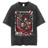 Men Washed Vintage Black Tshirt Hip Hop Fashion Streetwear Anime Graphic Print TShirt  Cotton Harajuku Short Sleeve Tees