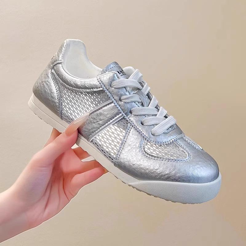 2025 summer new mesh breathable German training shoes women's versatile casual board shoes Forrest Gump shoes soft-soled flat-soled comfortable