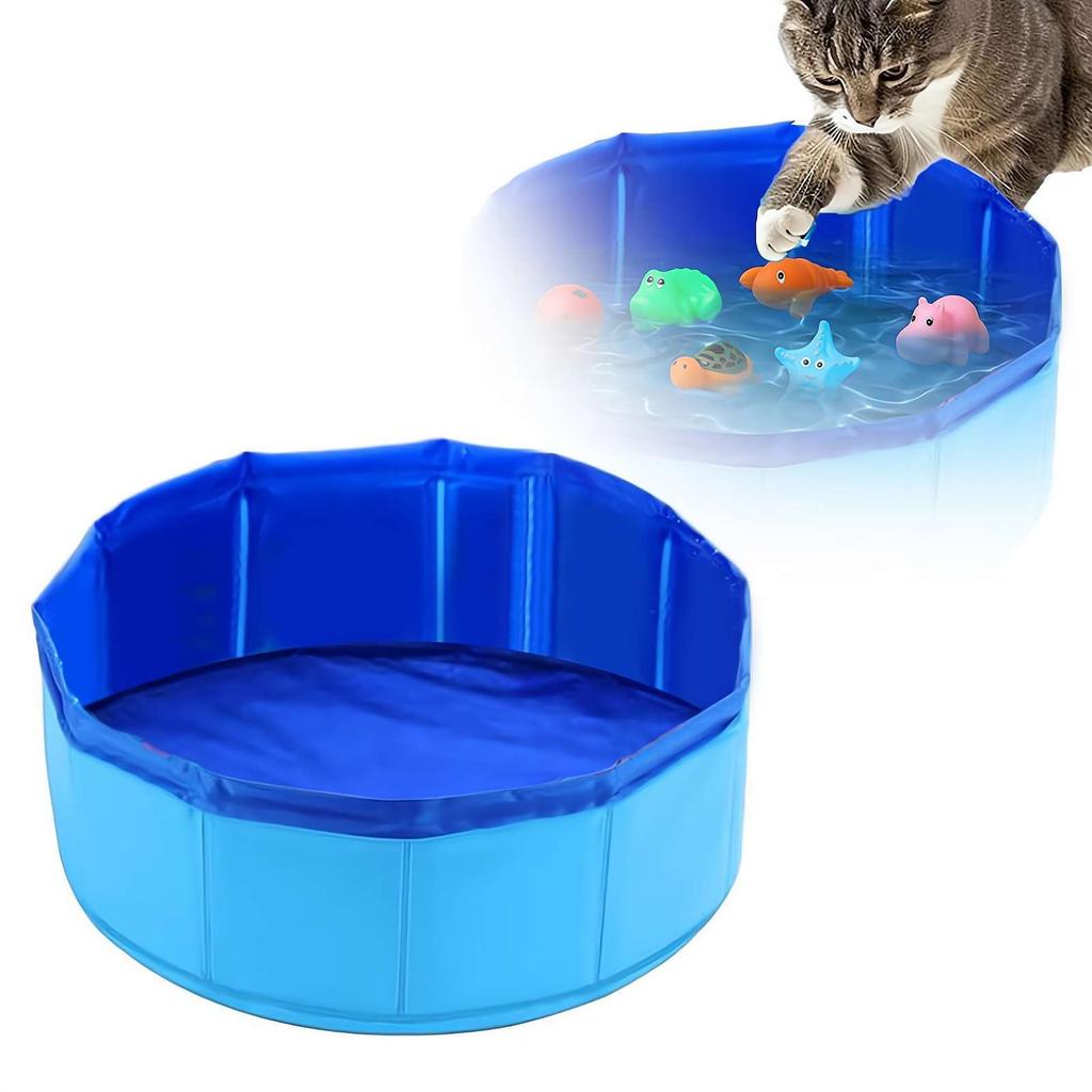 Foldable Pet Water Bowl Skid Resistant Base 6pcs Chew Toy Portable Bathing Pool Cats And Dogs