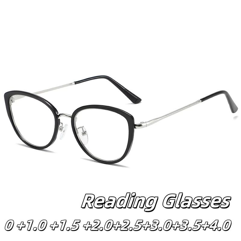 Latest Ultra-light Cat-eye Female Men's Hyperopia Glasses Full Frame Reading Glasses Blue Light-blocking Transparent Lenses