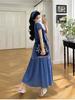 2026 Summer French Blue Short-Sleeve Maternity Dress