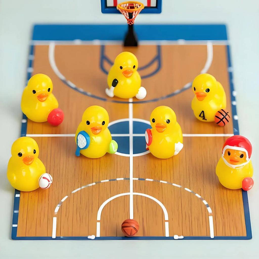 10/20pcs Mini Resin Duck Figures Yellow Sport Style Duck Football Basketball Rugby Duck Miniature Animals Ornaments for DIY