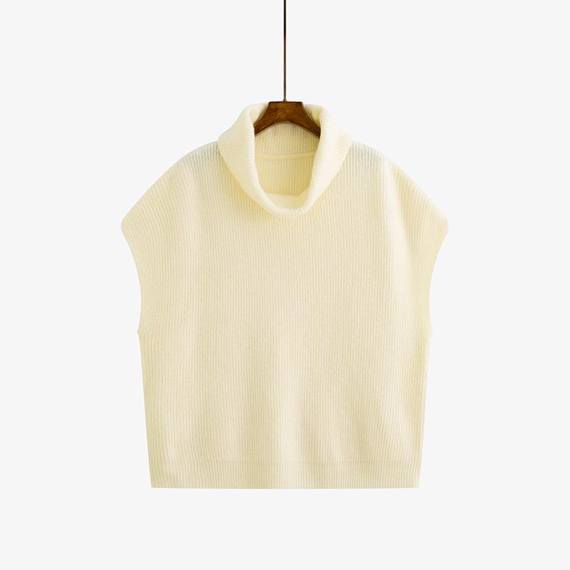 

2025 Winter Plus Size High Neck Knit Vest for Women XL (120-160 jin) бежевий