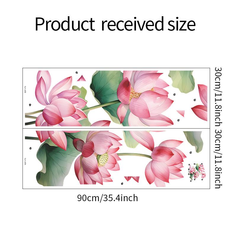 Chinese Style Lotus Leaf Flower Wall Sticker for Bedroom Living Room Entrance Home Decoration Self-Adhesive