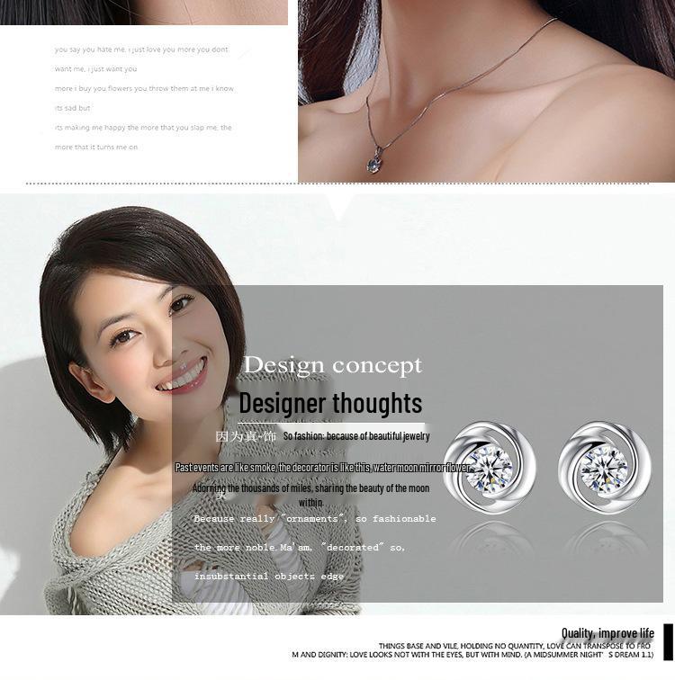 Sterling Silver Rose Love Stud Earrings - Simple & Elegant Design