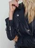 Stylish Women's Navy Blue Jacket Biker Real Lambskin Leather Motorcycle Style