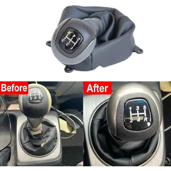 Manual Gear Shift Knob 5 Speed with Black Leather Boot fit for Honda Civic 2006-2011 DX EX LX Shifter Lever Stick Head