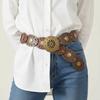 Round Western Style Cowboy Belts Y2K Ethnic Style Waistband Hollow Out Belts  Jeans Decorative