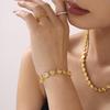 Qiong Yao Geometric Heart Zirconia Bracelet - Women's European American Style Stainless Steel