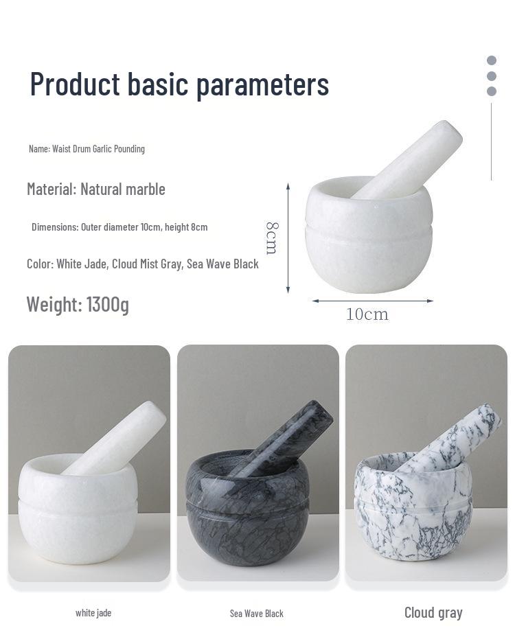 Small Marble Mortar and Pestle - Natural Stone Grinder for Garlic and Pepper Crushing