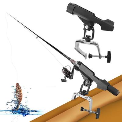 Boat Fishing Rod Holder 360-Degree Adjustable Rod Holder Large Clamp Opening Fishing Rod Racks Mount On Horizontal/Vertical Side Fishing Equipment