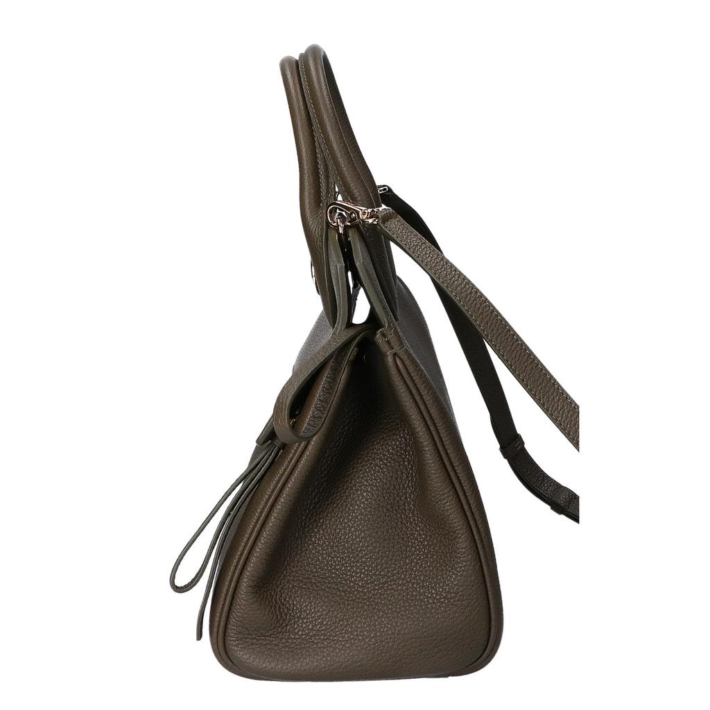 Salvatore Ferragamo DH-21 H159 THE STUDIO SMALL Calfskin Gancini Hardware 2WAY Handbag NEW OLIVEUsed