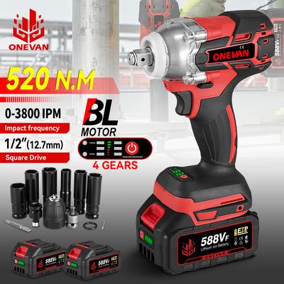 520N.M Brushless Electric Impact Wrench Hexs Socket Kit 1/2 Inch Cordless Screwdriver Power Tool For Makita 18V Battery Pin