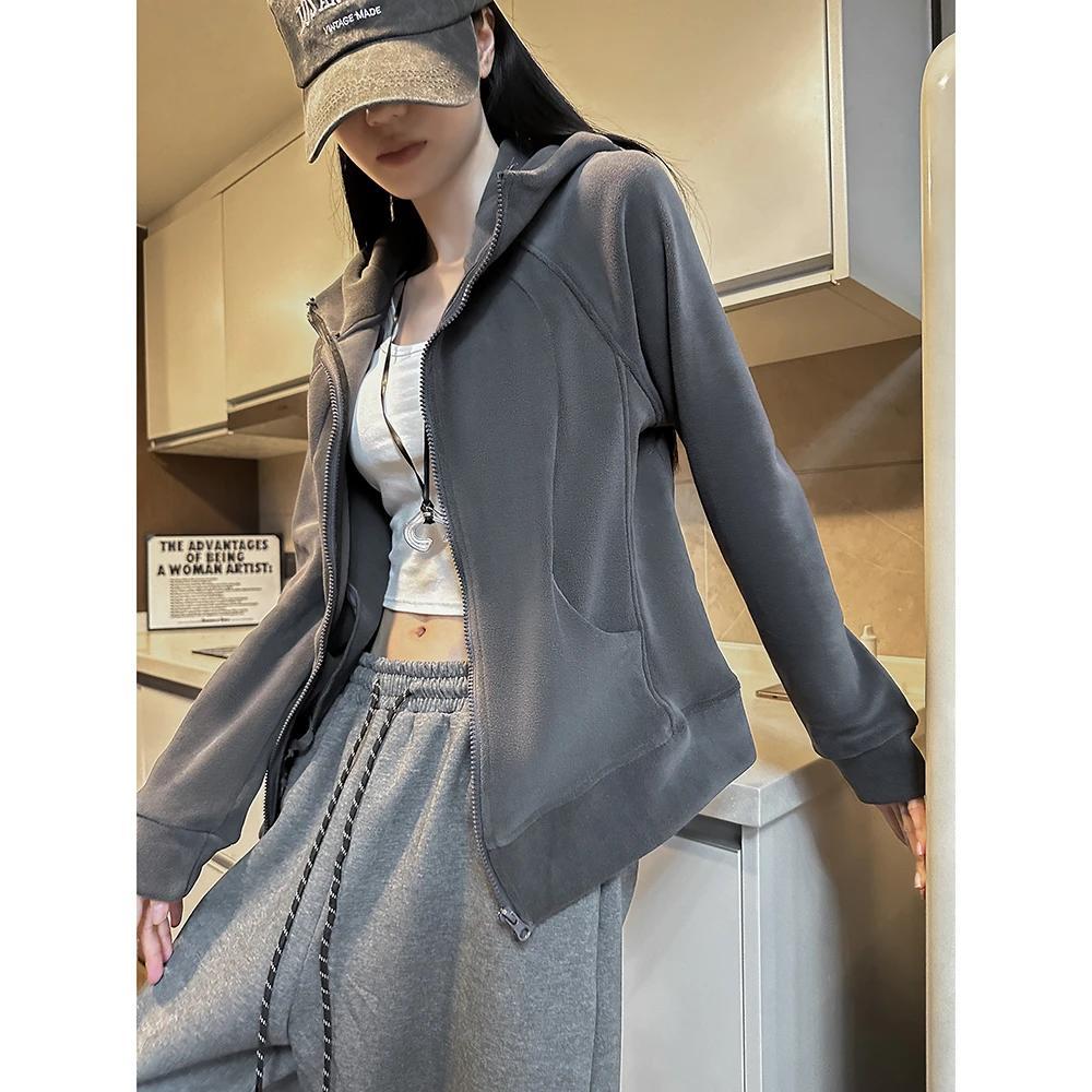 Women's Zipper Fall New Sports Sweatshirt Jacket Turtleneck Line Personalized Zipper Hoodie