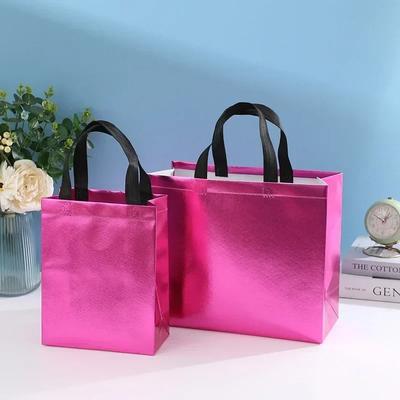 10pcs Aluminum Coated Non-woven Tote Bag Folding Eco-friendly Package Wholesale of Advertising, Gift Promotion, Shopping Bags