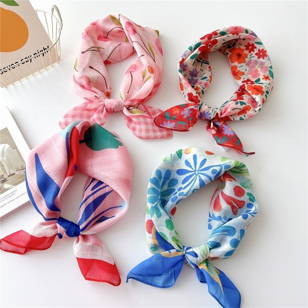 Cotton Linen Neckerchief Square Sunscreen Head Scarf Elegant Neck Scarf